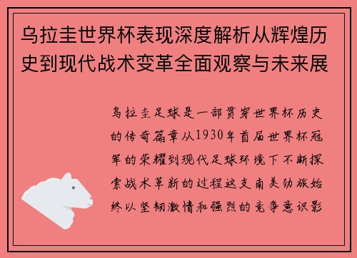 乌拉圭世界杯表现深度解析从辉煌历史到现代战术变革全面观察与未来展望